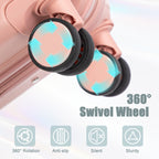 ABS 2-Piece Luggage Set with Spinner Wheels and Combination Lock - Pink