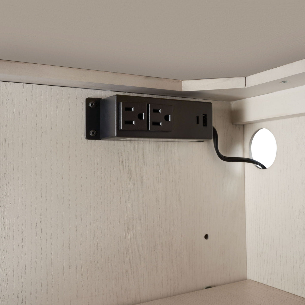 White Server With Base with Power Access - 60" W x 18" D x 37" H