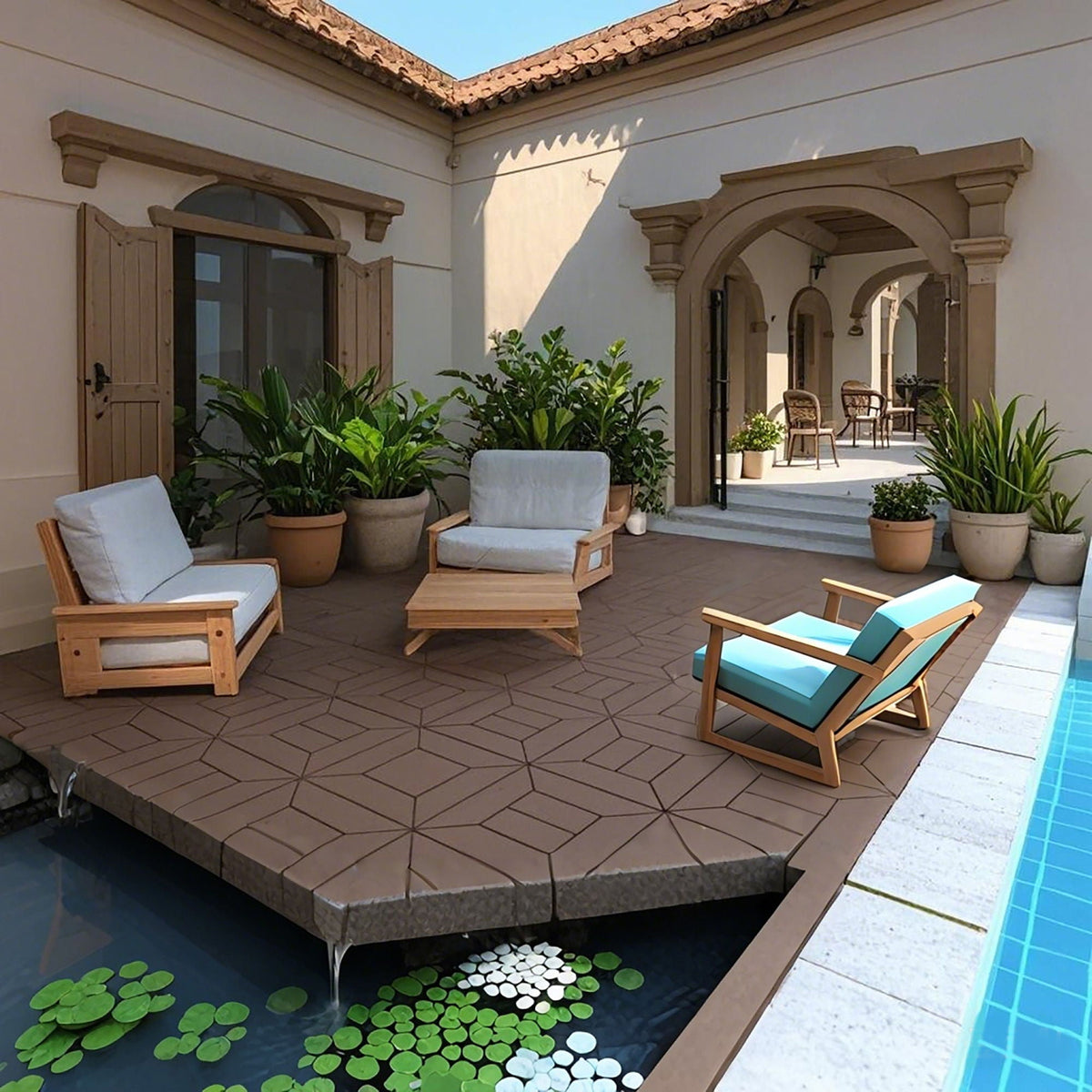 Interlocking Deck Tiles with Easy DIY Installation - Dark Gray or Dark Brown