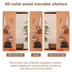 Full Length Wall Mounted Mirror with Shelf and Hook - Dark Brown, White, or Light Brown