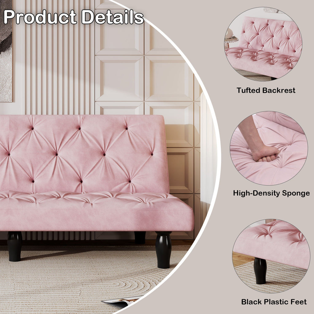Sofa Bed With Adjustable Backrest with Premium Fabric – Black or Pink