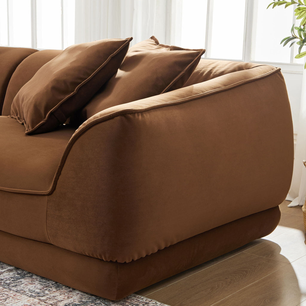 Nordic Modern Sofa With Removable Pillowcase and High Density Sponge - Dark Brown