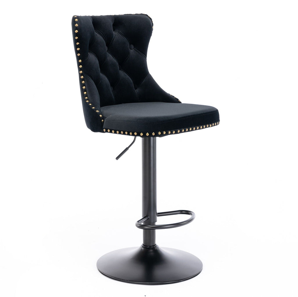 Modern Adjustable Swivel Barstools with Tufted Back - Multiple Colors (Set of 2)