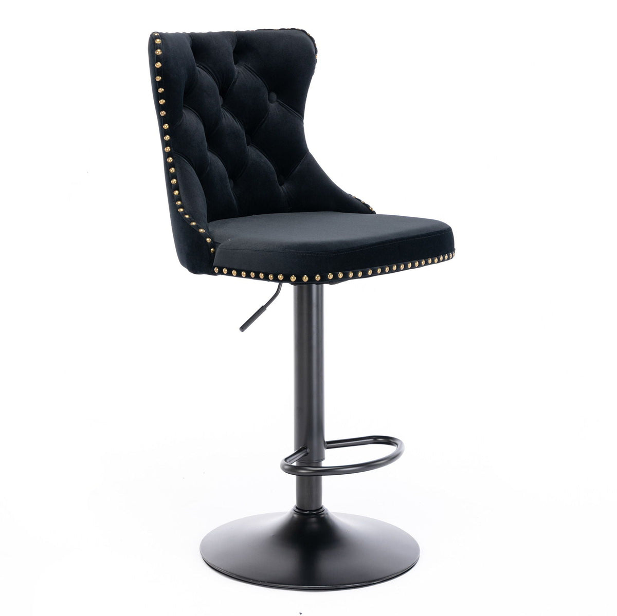 Modern Adjustable Swivel Barstools with Tufted Back - Multiple Colors (Set of 2)