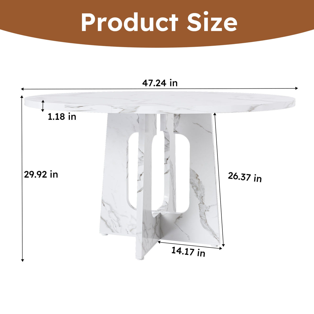 Round Dining Table For 4 with Wood & Iron Construction - Dark Brown or White