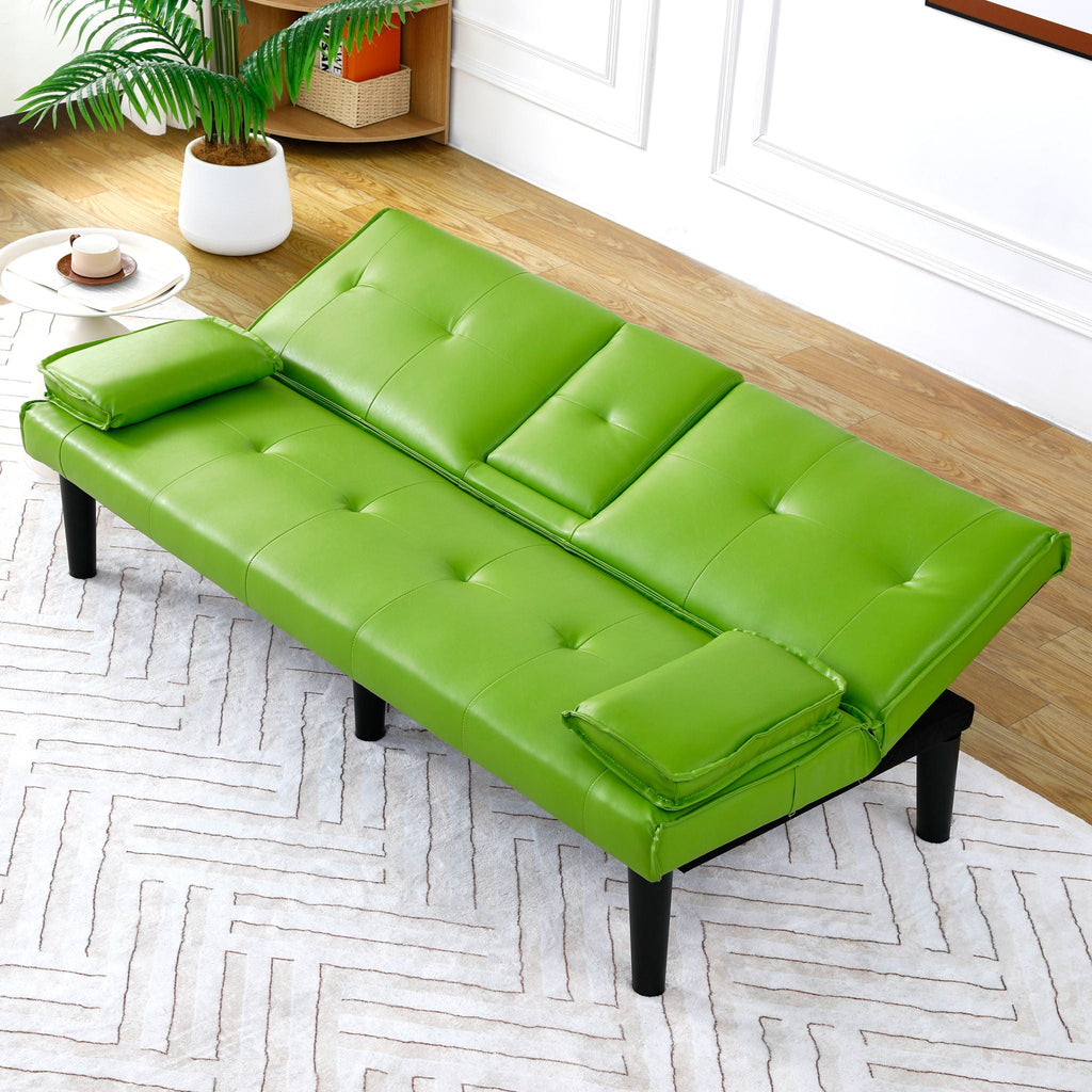 Foldable Sofa Bed with Cup Holder and Solid Wood Frame - Multiple Colors