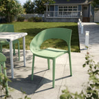 Plastic Accent Chair with UV Resistance and Ergonomic Backrest - Green or Orange
