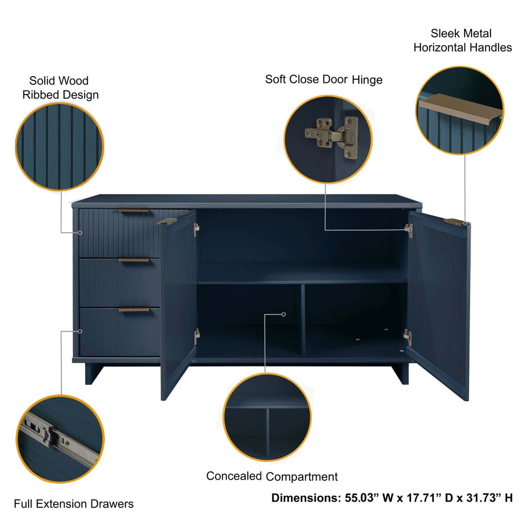 Granville Sideboard with Full Extension Drawers - Multiple Colors