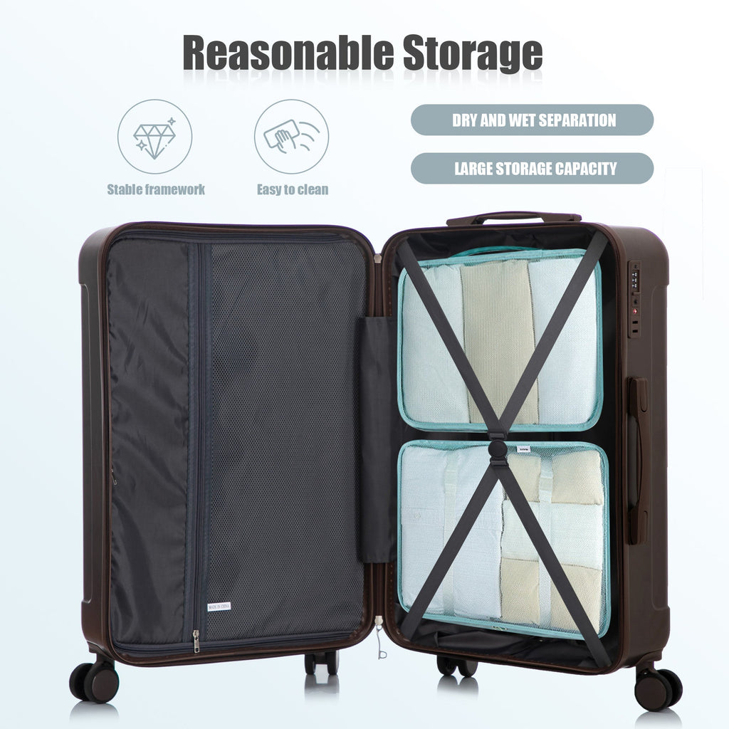 3 Piece ABS Spinner Wheel Luggage Set with Spinner Wheels - Brown