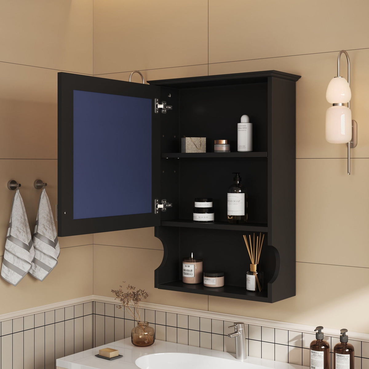 Wall Mounted Bathroom Storage Cabinet With Mirror