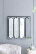 Large 4 Oval Wall Mirror with Square Frame - Black