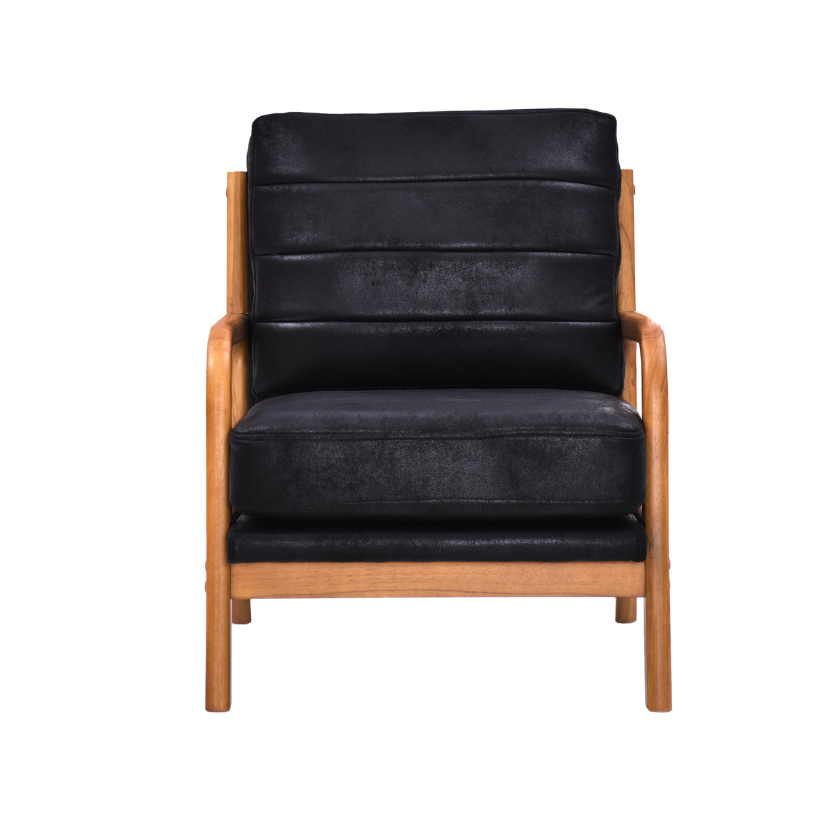 Foil Fabric Wood Armchair with Solid Wood Frame - Neutral