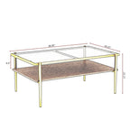 Rectangular Coffee Table with Tempered Glass Top and Metal Legs - Black, Dark Brown, or White