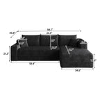 95" Cloud Sectional Sofa with Modern Minimalist Design - Black