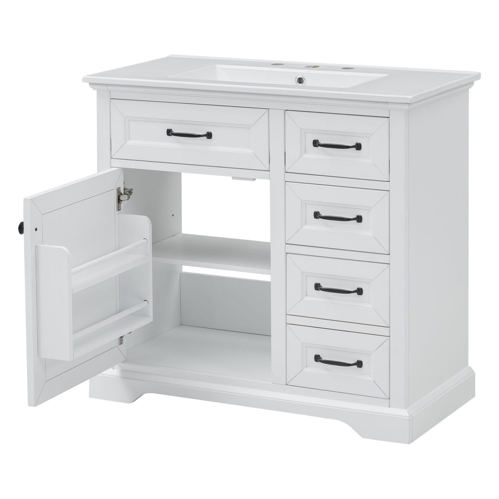 36" Bathroom Vanity with Sink and Soft Close Hinges - Dark Gray or White