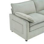 Modern Loveseat Sofa with Side Storage Pockets - Green, Beige, or Dark Gray