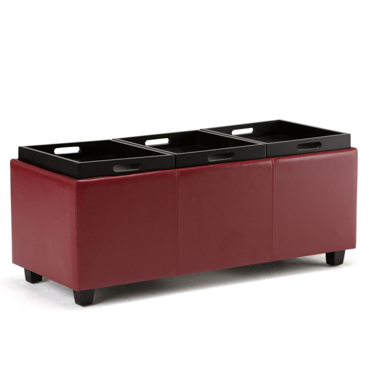 Avalon Upholstered Storage Ottoman with Flip-Over Serving Trays - Multiple Colors