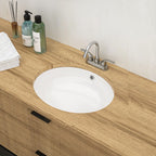 Ceramic Oval Undermount Bathroom Sink with Overflow - White