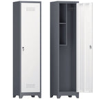 Broom Storage Cabinet Narrow Slim with Hooks and Shelves, Heavy-Duty