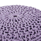 Knitted Round Pouf Ottoman with Polystyrene Bead Filling - Purple or Yellow