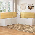3-Piece L-Shaped Multi-Functional Storage Bench with Cushion - White/Natural