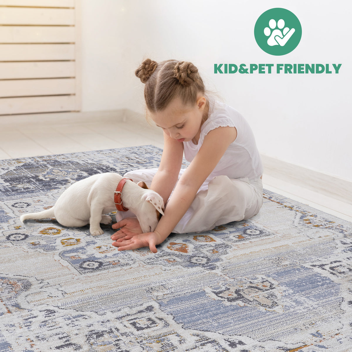 Payas Collection 5.3x7.6 Rug with Stain Resistance - Cream