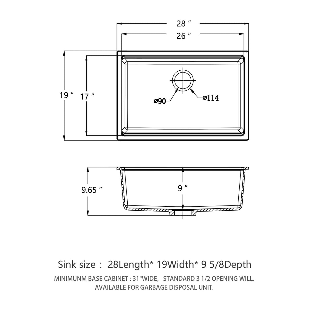 Granite Composite Workstation Undermount Kitchen Sink - Black or White