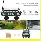 Green Outdoor Wagon Cart with Foldable Steel Frame - 550 lb Capacity