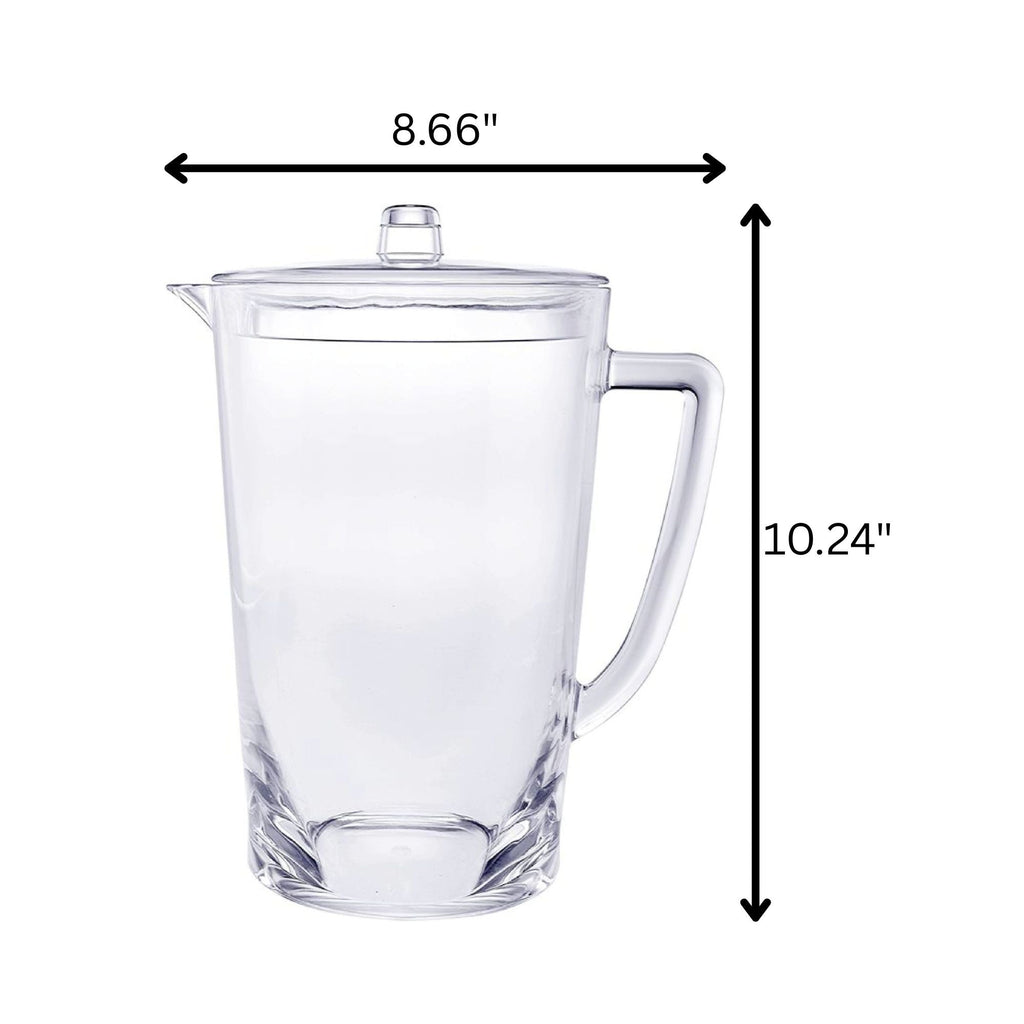Unbreakable Plastic Water Pitcher with Lid - Clear, 2.75 Quarts