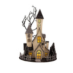Cardboard Lighted Haunted House with Lights - Beige / Black
