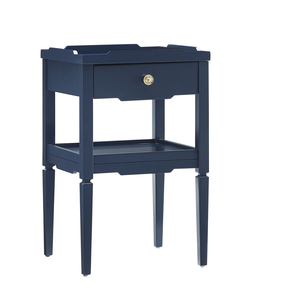 1 Drawer Nightstand with Solid Wood Frame - Blue, Dark Green, or White