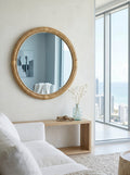 Woven Rattan Decorative Round Mirror