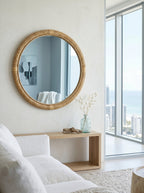 Woven Rattan Decorative Round Mirror