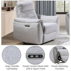Gray Power Motion Recliner with USB Port - Adjustable Comfort