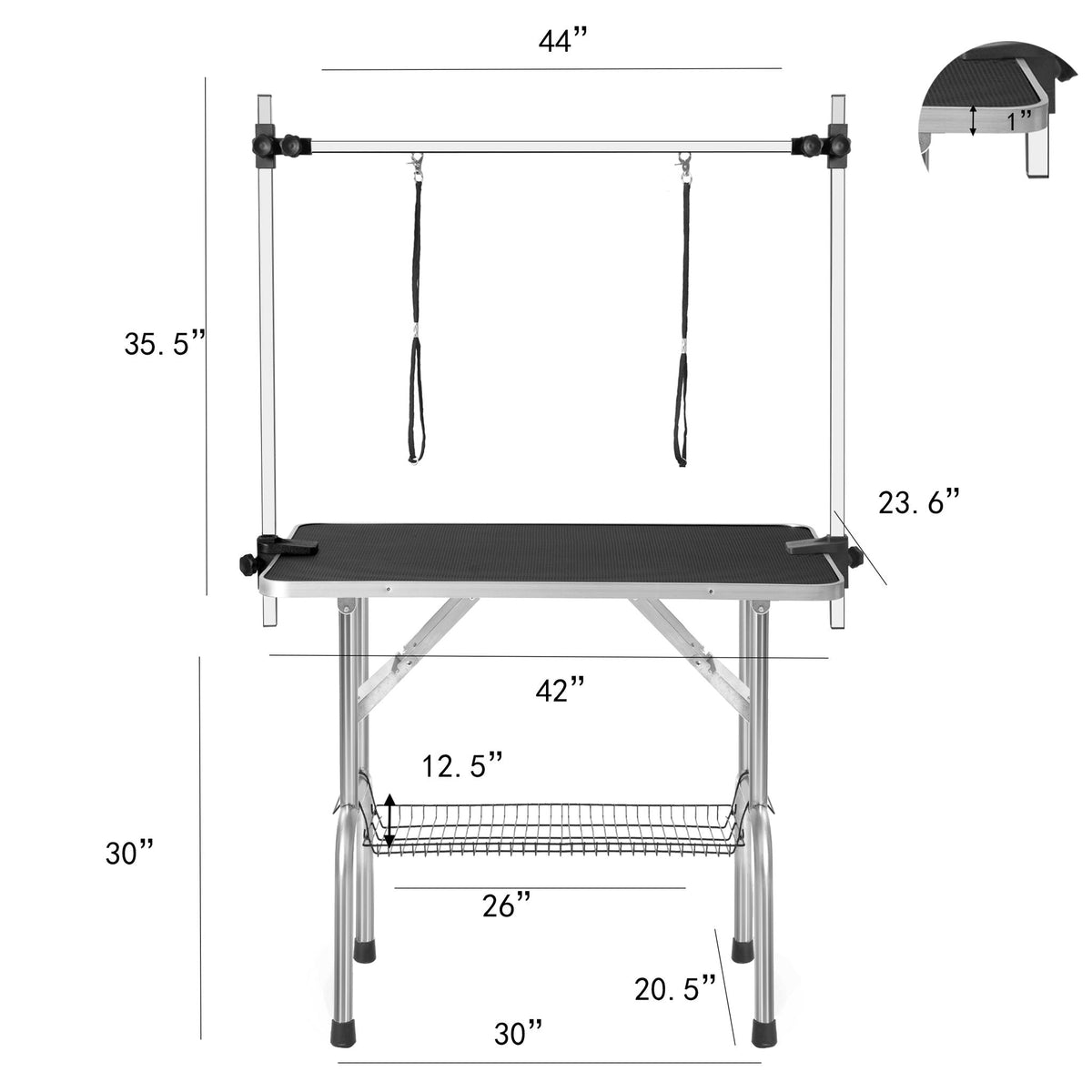 Large Heavy Duty Pet Grooming Table with Adjustable Arm - Black or Blue