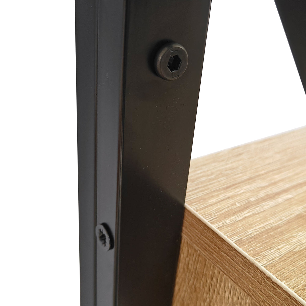 Modern End Table with Drawer - Natural Wood & Tempered Glass