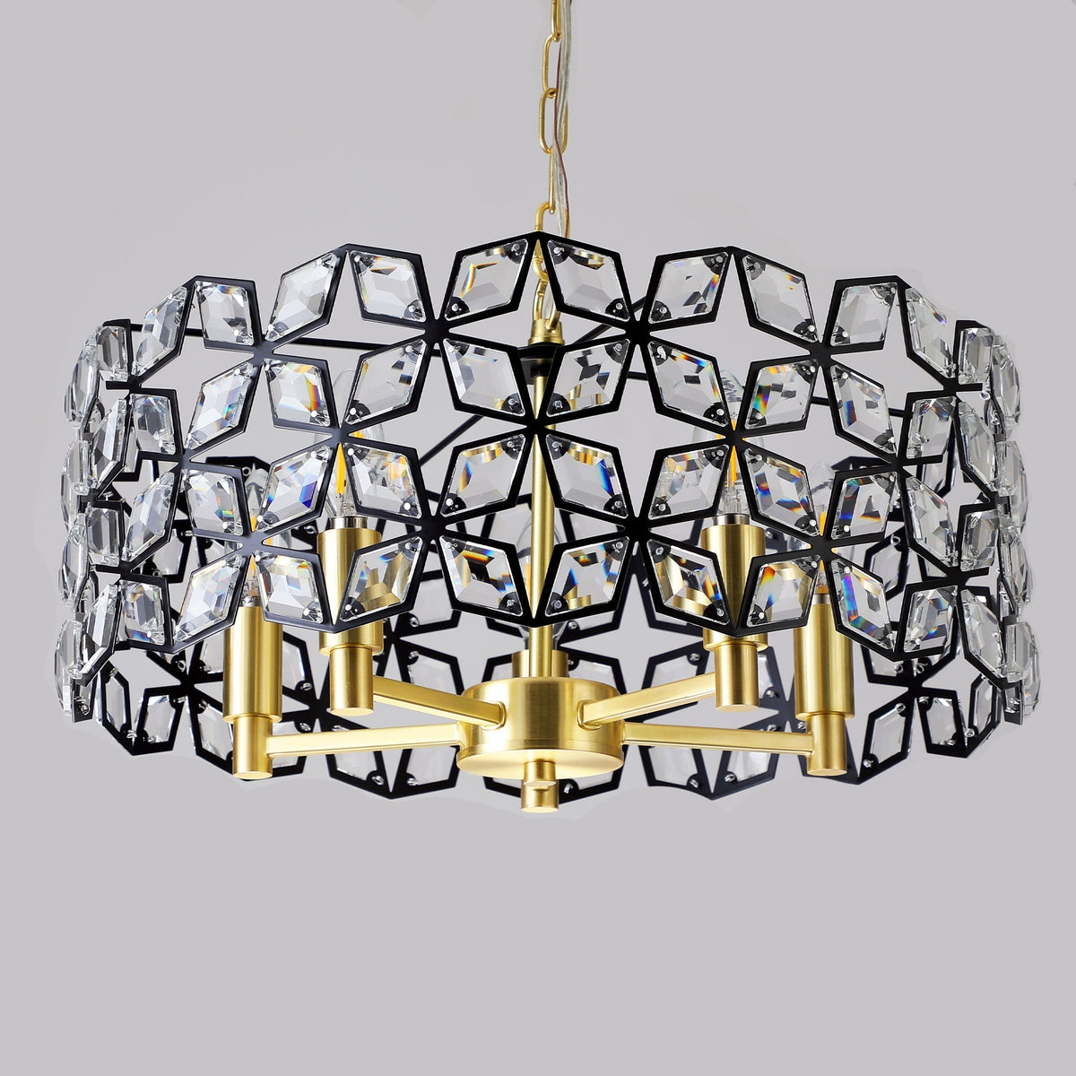 Geometric Crystal Pendant Chandelier with K9 Crystal - Black Gold
