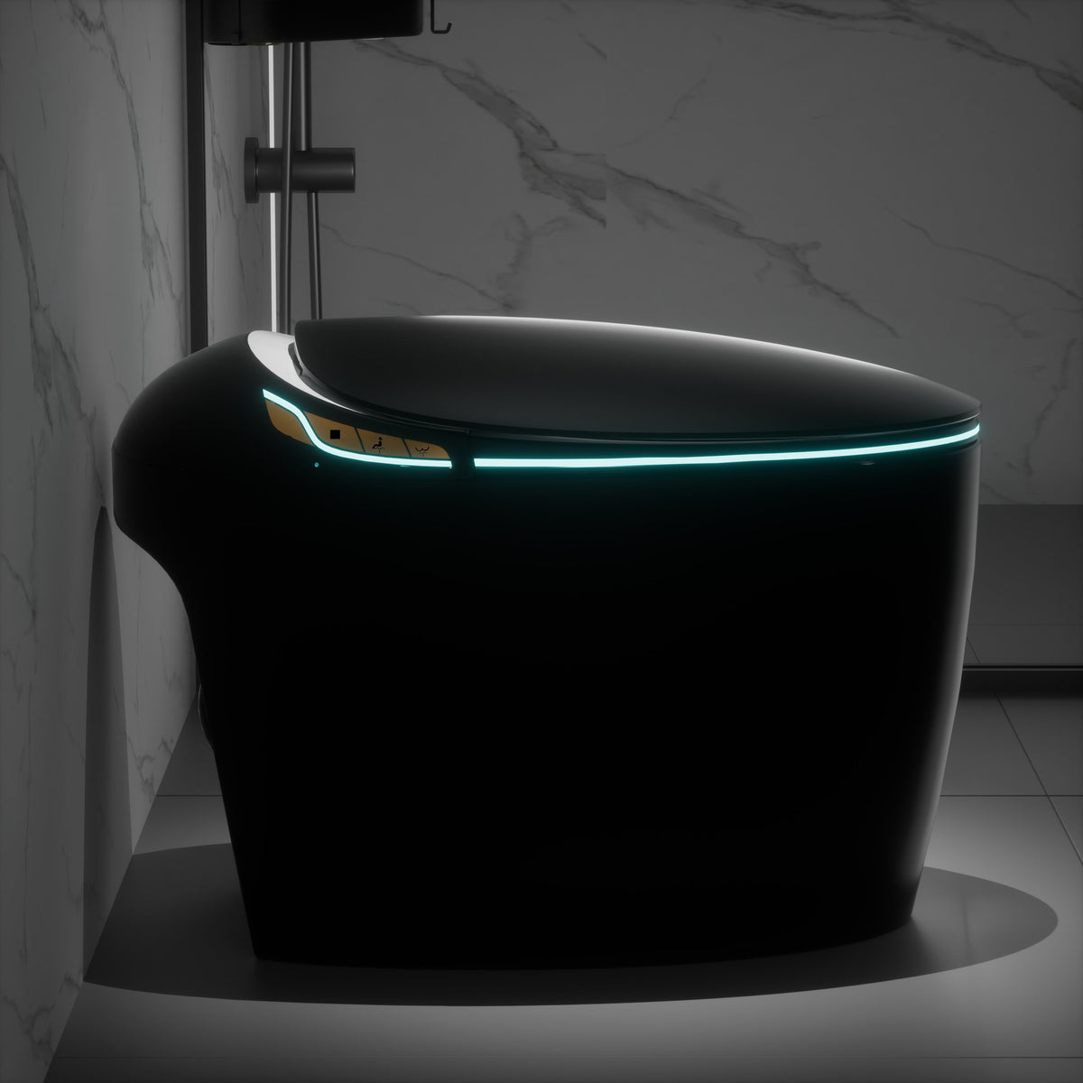 Smart Toilet with Bidet Built In, Auto Open/Close & Foot Sensor - White Porcelain