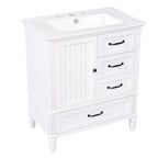 30" Bathroom Vanity with Sink and Soft-Close Drawers - White or Black