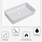 Modern Ceramic Rectangular Bathroom Vessel Sink with European Design - White or Black