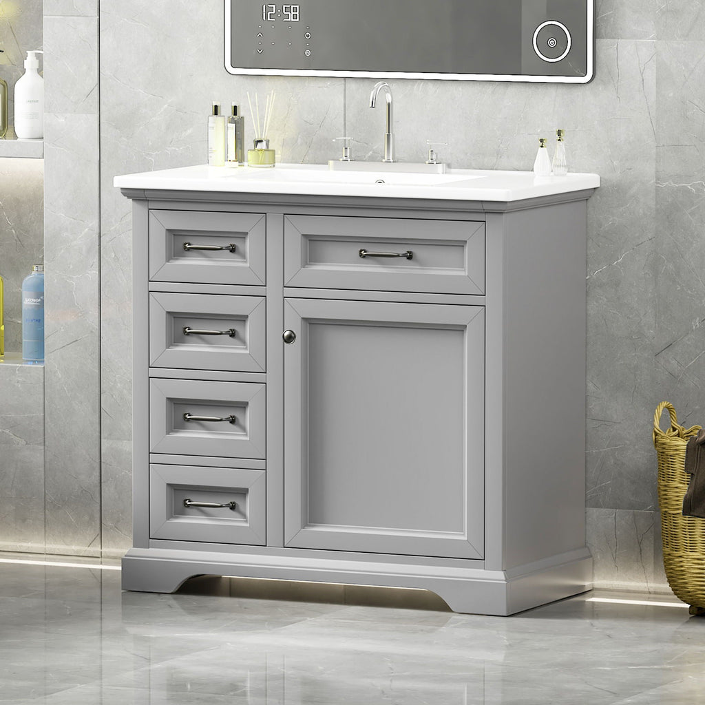 36" Bathroom Vanity with Sink and Soft Close Hinges - Dark Gray or White