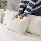 Oversized L-Shape Sectional Sofa with Ottoman with Spacious Seating - Beige