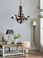6 Light Metal Chandelier - Black