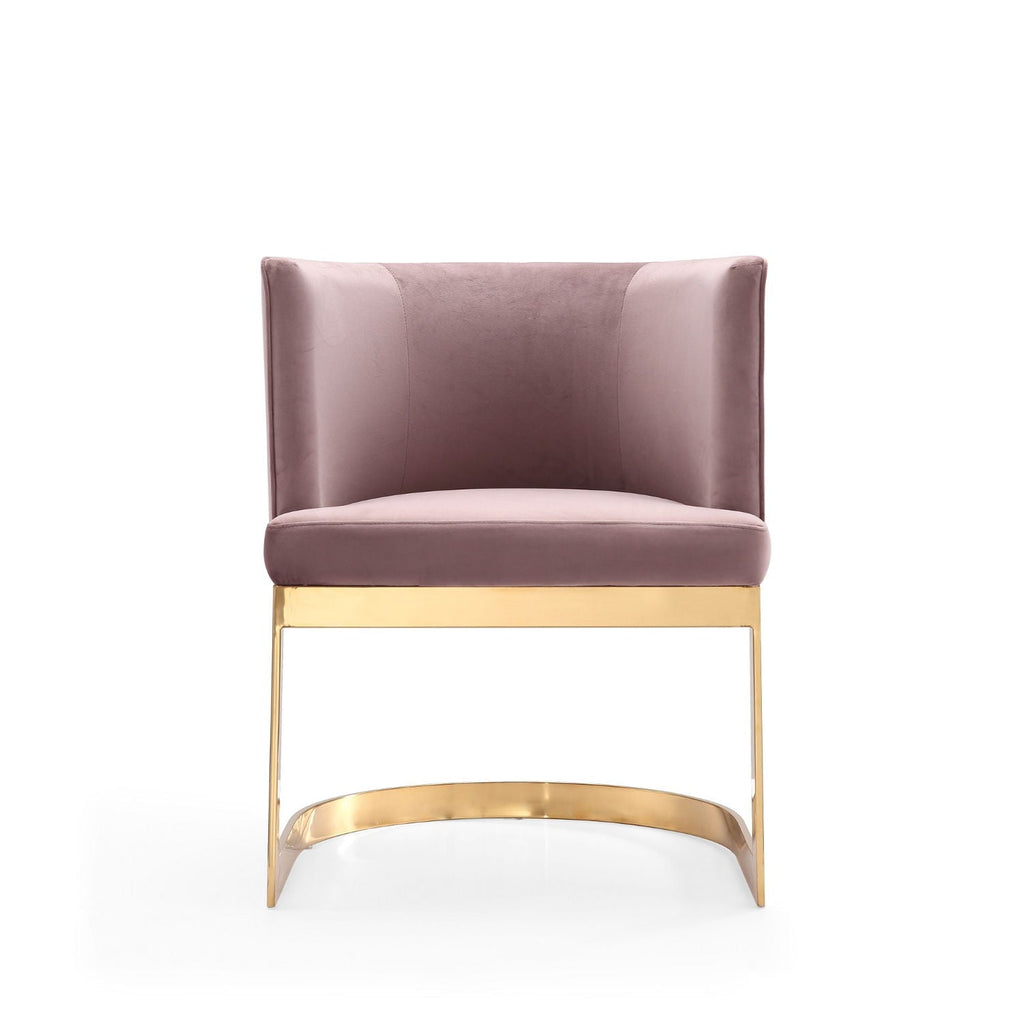 Aura Dining Chair with Brass Frame - Pink, Blue, or Beige