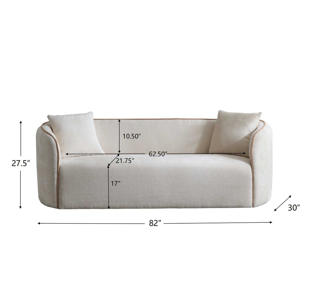 82" Curved Boucle Sofa with Soft Cushions - White