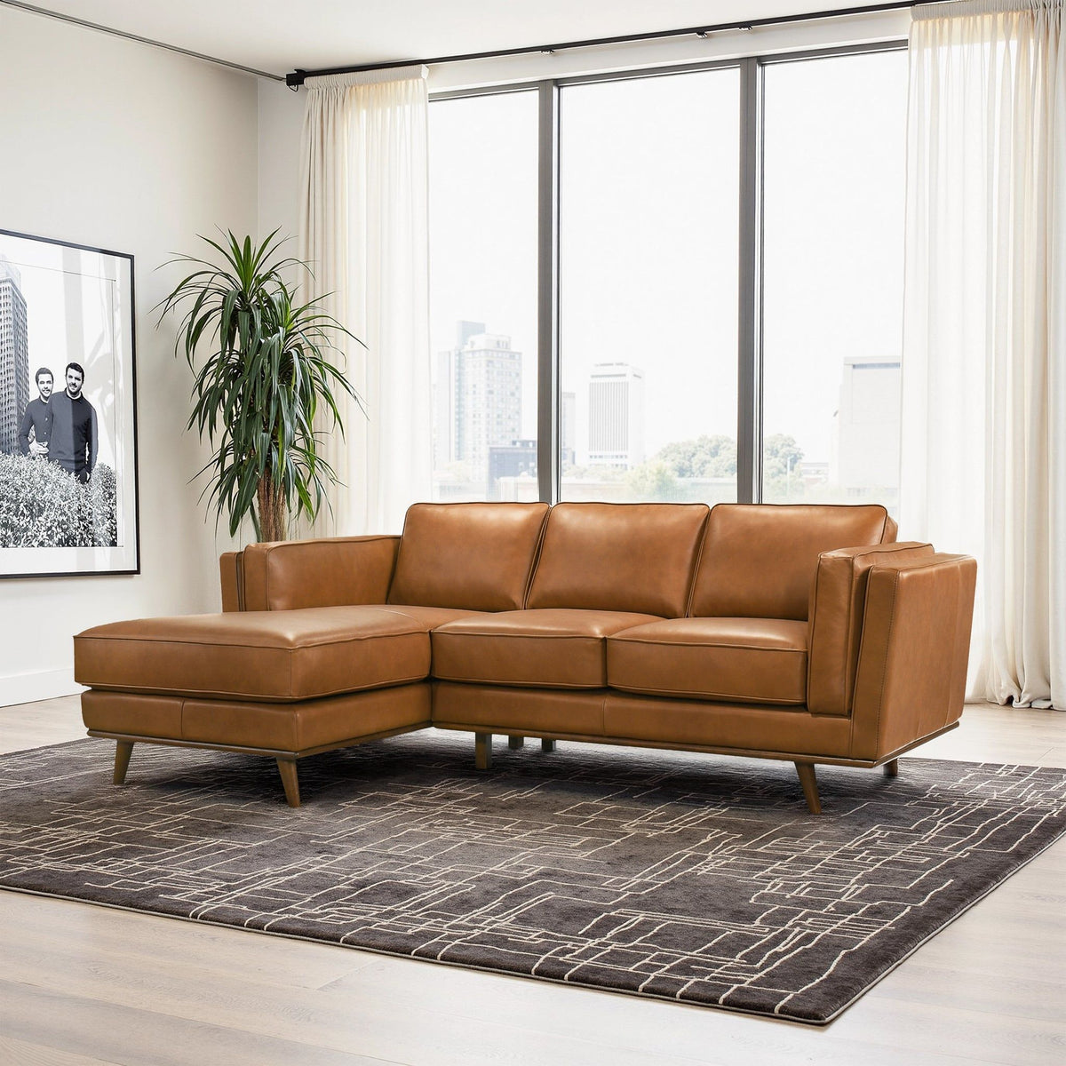 Light Brown Sectional Sofa with Removable Cushions - Left or Right Arm Facing