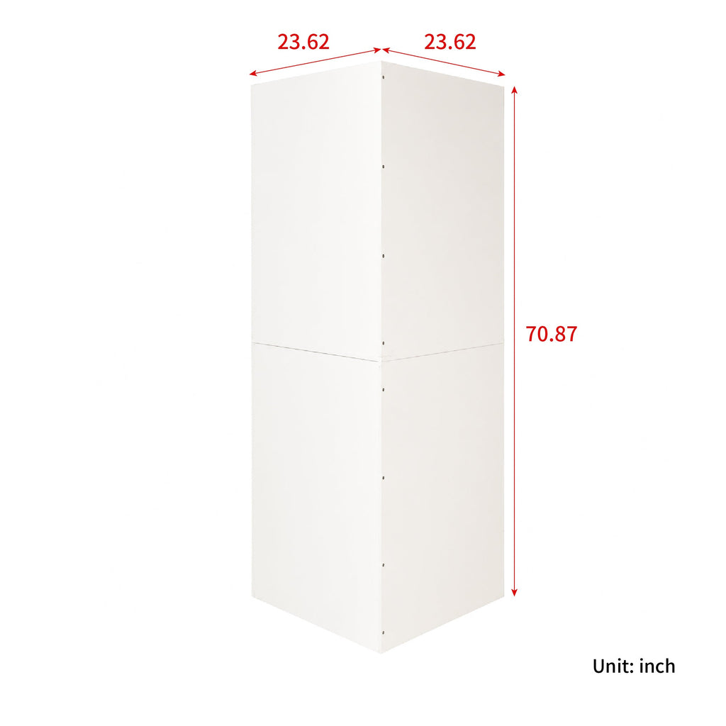 White Corner Kitchen Pantry Cabinet with Vertical Storage - White