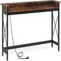 Extra Long Console Table with Charging Station - Brown/Black