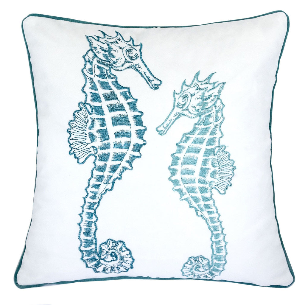 Seahorses Pillow Cover with Matching Back – 20x20 Inch Accent Pillow