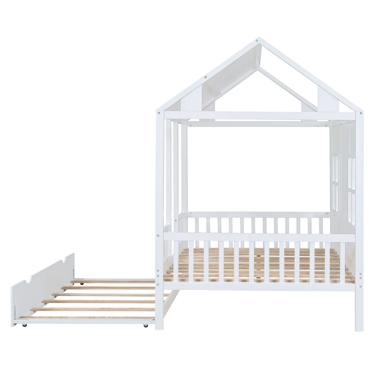 White House Bed with Trundle - Solid Pine, Full or Twin